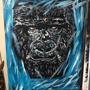 16x20 art canvas acrylic- abstract Gorilla